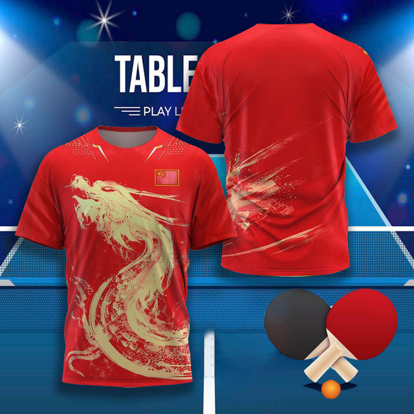 Badminton Hall - CHINA Dragon Table Tennis Graphic T